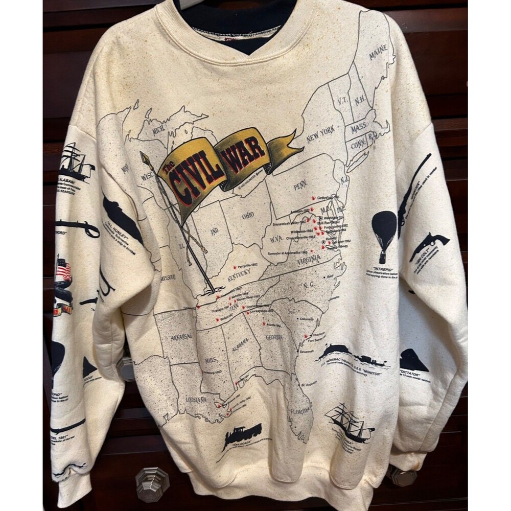 Vintage Art Unlimited Sportswear Civil War Crewneck Sweatshirt Mens X Large